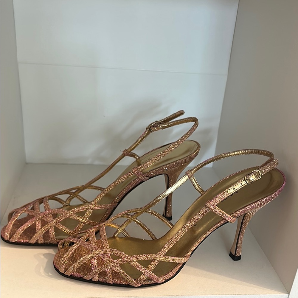 Dolce & Gabbana Gold Strappy Slingback Heels